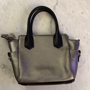 Chic Metallic Satchel with Black Accents